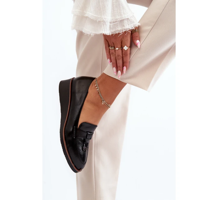 Dámské polobotky na klíně s ozdobou Černé Miliret