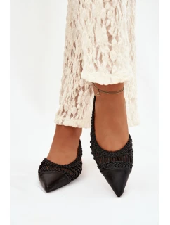 Dámské sandály s pletením na klíně Černé Nivorra