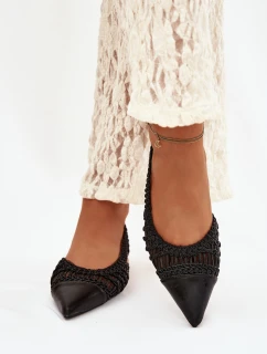 Dámské sandály s pletením na klíně Černé Nivorra