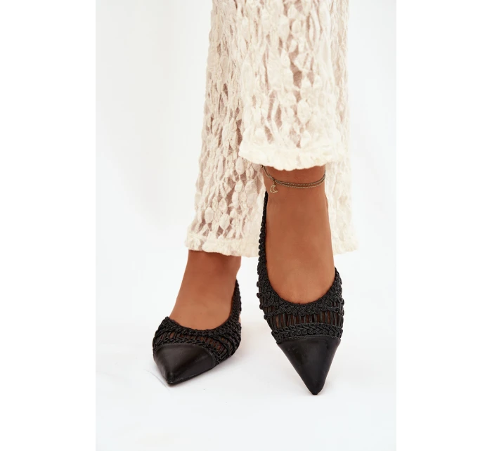 Dámské sandály s pletením na klíně Černé Nivorra