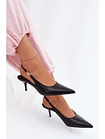 Dámské sandály z umělé kůže na podpatku Černé model 22102984 - Boto