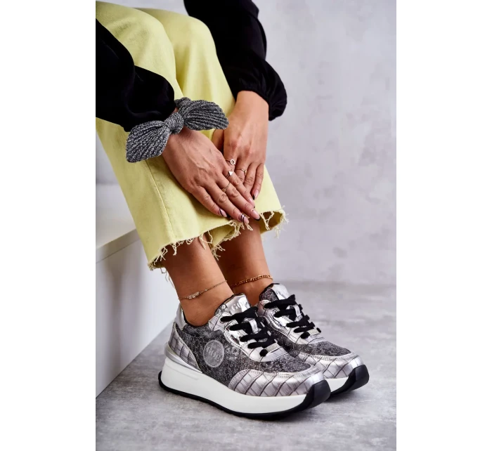 Dámská sportovní obuv na klínku GOE KK2N4083 stříbrne Dámská sportovní obuv na klínku GOE KK2N4083 stříbrne