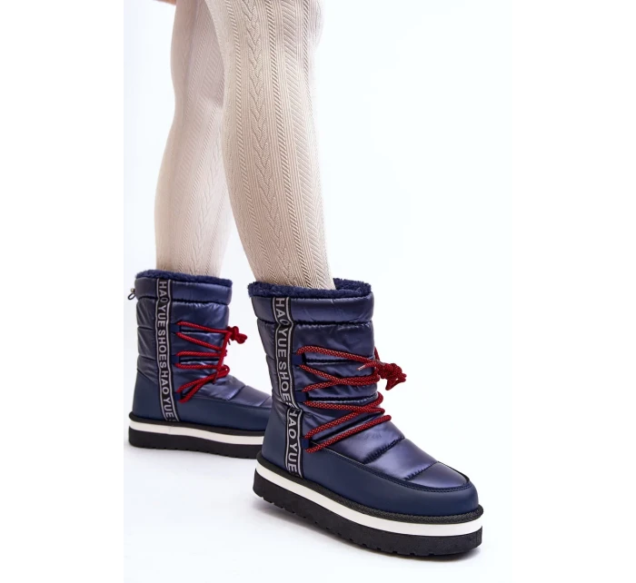 Dámské sněhule s tkaničkami, tmavě modrá Lilara Dámské sněhule s tkaničkami, tmavě modrá Lilara