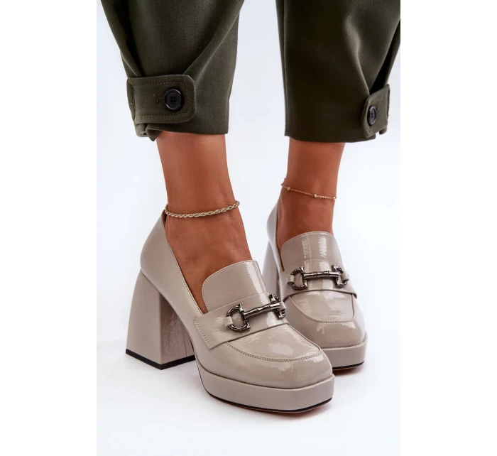 Dámské patentované boty na vysokém podpatku Šedá D&A Dámské patentované boty na vysokém podpatku Šedá D&A