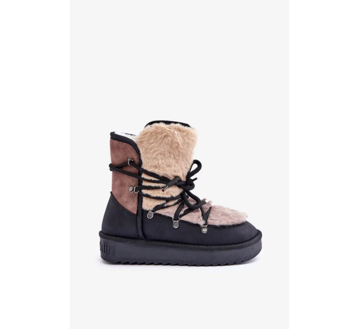 Dámské sněhule D.Franklin s kožíškem – černé Dámské sněhule D.Franklin s kožíškem – černé