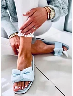 Dámské pantofle s mašlí H47 Světle modrá - Sixth Sens