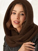 Dámská komínová šála s kapucí 48-495 čokoládová - AJS