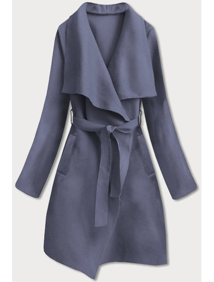 Šedomodrý dámský minimalistický kabát (747ART)