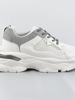 Bílo-šedé šněrovací dámské sportovní boty (LU-3)