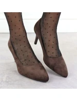 Dámské čokoládové semišové lodičky na jehlovém podpatku Sergio Leone 1336