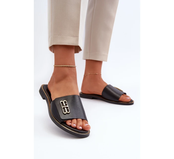 Zazoo 40384 Elegantní Dámské Kožené Černé Žabky Zazoo 40384 Elegantní Dámské Kožené Černé Žabky