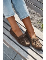 Dámské s třásněmi a mašlí tmavě zelené model 21709124 - Boto Dámské s třásněmi a mašlí tmavě zelené model 21709124 - Boto