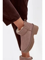 Dámské sněhule z přírodního semiše vyhřívané kožešinou Khaki Milora Dámské sněhule z přírodního semiše vyhřívané kožešinou Khaki Milora