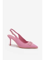 Sandály Podpatky Dámské S Ozdobným Detalem Růžové model 21937397 - Boto