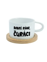 DOBRÉ RÁNO, ČURÁCI - bílý hrníček makronka 200 ml DOBRÉ RÁNO, ČURÁCI - bílý hrníček makronka 200 ml