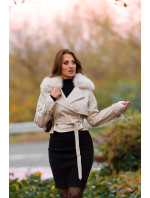 Sexy zimní bunda z umělé kůže s páskem