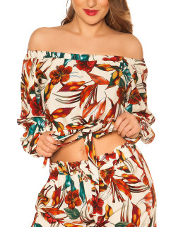 Sexy off shoulder shirt floral print with loop