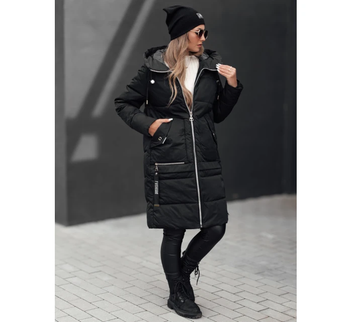 Dámská zimní bunda NORFFI dlouhá prošívaná s kapucí černá FashionStreet TY4663