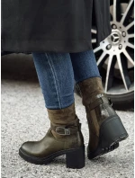 Dámské boty NOIRSTEP na podpatku zelené Dstreet ZY0525