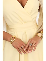 SCARLETT rozšířené midi šaty s obálkovým výstřihem a páskem  žluté model 22043325 - numoco