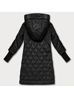 Pikowana kurtka z kapturem czarna model 21304741 - HONEY WINTER