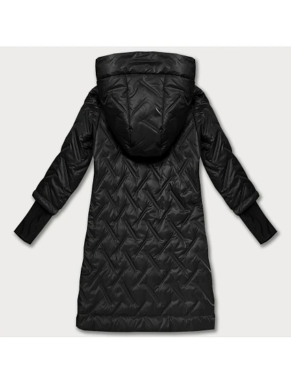 Pikowana kurtka z kapturem czarna model 21304741 - HONEY WINTER Pikowana kurtka z kapturem czarna model 21304741 - HONEY WINTER