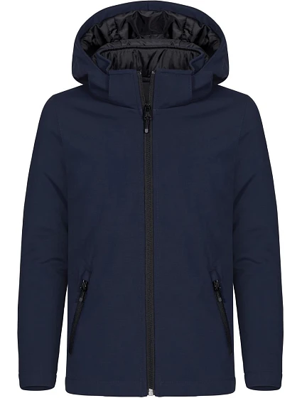 Clique Padded Hooded Softshell Junior Dětská zateplená softshellová bunda s kapucí 67.0906 dark navy Clique Padded Hooded Softshell Junior Dětská zateplená softshellová bunda s kapucí 67.0906 dark navy