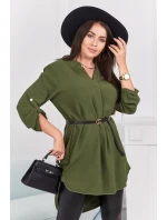 Šaty s delšími zády a pásem khaki Šaty s delšími zády a pásem khaki