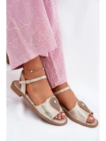 Dámské Sandály Na Plochém Podpatku S Ozdobou S.Barski KV51-098 Zlaté