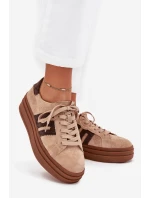 Dámské sneakersy na platformě z přírodní semiše béžové Eldira Dámské sneakersy na platformě z přírodní semiše béžové Eldira