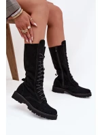 Semišové kotníkové boty se šněrováním do půli  Černé model 21707488 - Zazoo