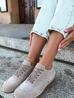 Dámské béžové barefoot boty z přírodní semiš Zazoo N1422