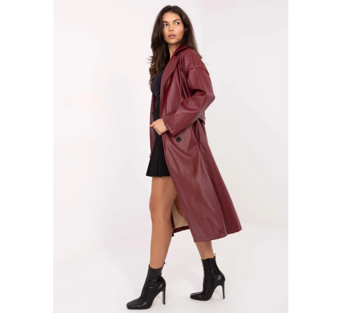 Płaszcz IT PL model 21334781 bordowy - FPrice Płaszcz IT PL model 21334781 bordowy - FPrice