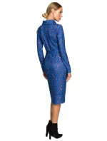 M706 Šaty s rukávy, límcem a potiskem - model 1