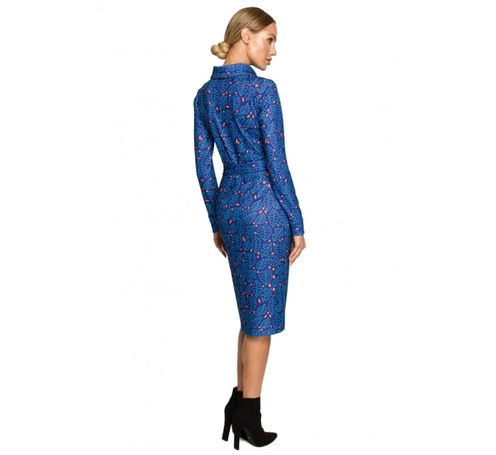 M706 Šaty s rukávy, límcem a potiskem - model 1