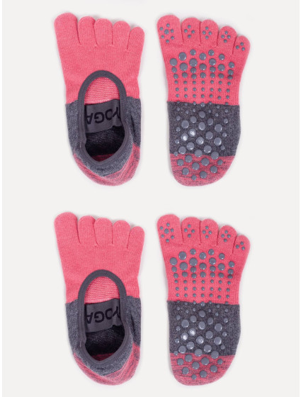 Yoclub Ponožky na jógu 2-Pack SKS-0020U-AA2A Pink