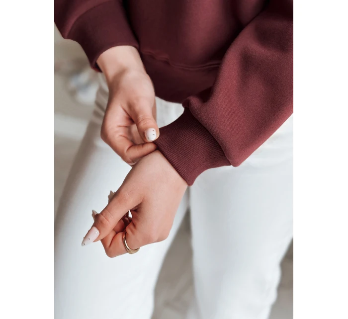 Dámská oversize mikina s výšivkou SOFTRUS vínová FashionStreet BY1407