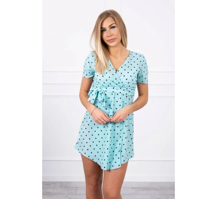 Mátové puntíkované šaty