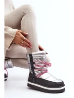 Dámské zimní boty s šněrováním stříbrné model 21644713 - Boto