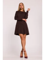 M872 Šaty s obrácenými záhyby - hnědé