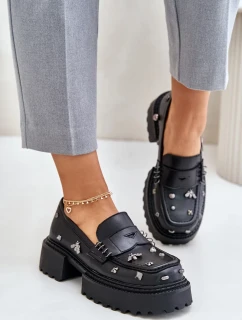 Kožené Polobotky Dámské S Ozdobami D&A Černé