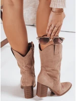 Dámské semišové kovbojské boty béžové FashionStreet ZY1195