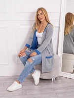 Dvoubarevná pláštěnka s kapucí chrpová+šedá