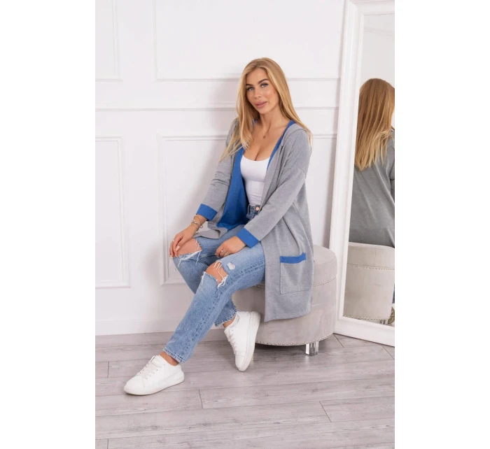 Dvoubarevná pláštěnka s kapucí chrpová+šedá