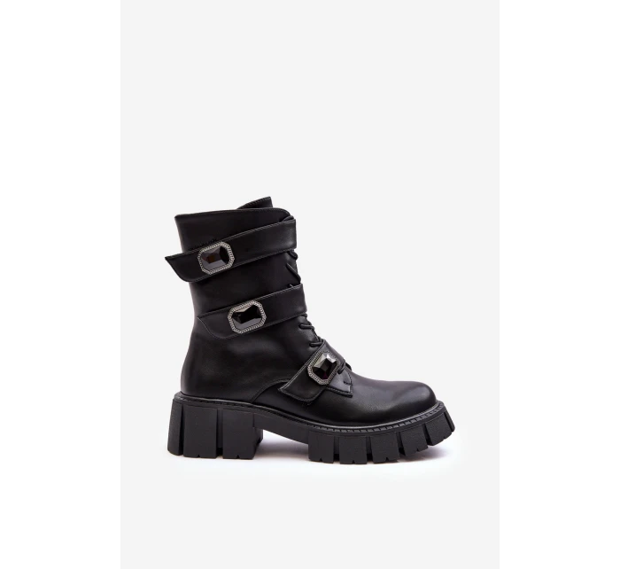 Dámské kožené boty černé SBarski MR870-62