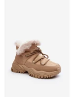 Dámské zimní boty s kožešinou v béžové barvě model 21644000 - EVENTO