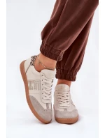 Kožené Sportovní Boty Tenisky Dámské Panterka model 21686778 Béžové - CheBello Kožené Sportovní Boty Tenisky Dámské Panterka model 21686778 Béžové - CheBello