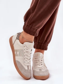 Kožené Sportovní Boty Tenisky Dámské Panterka CheBello 4640 Béžové