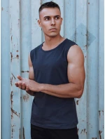 Pánské tričko bez rukávů s potiskem tmavě modré FashionStreet RX5622