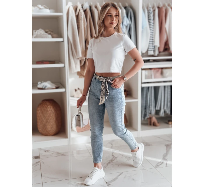 Dámské úzké džínové kalhoty s páskem modré Dstreet model 21985298 - FashionStreet